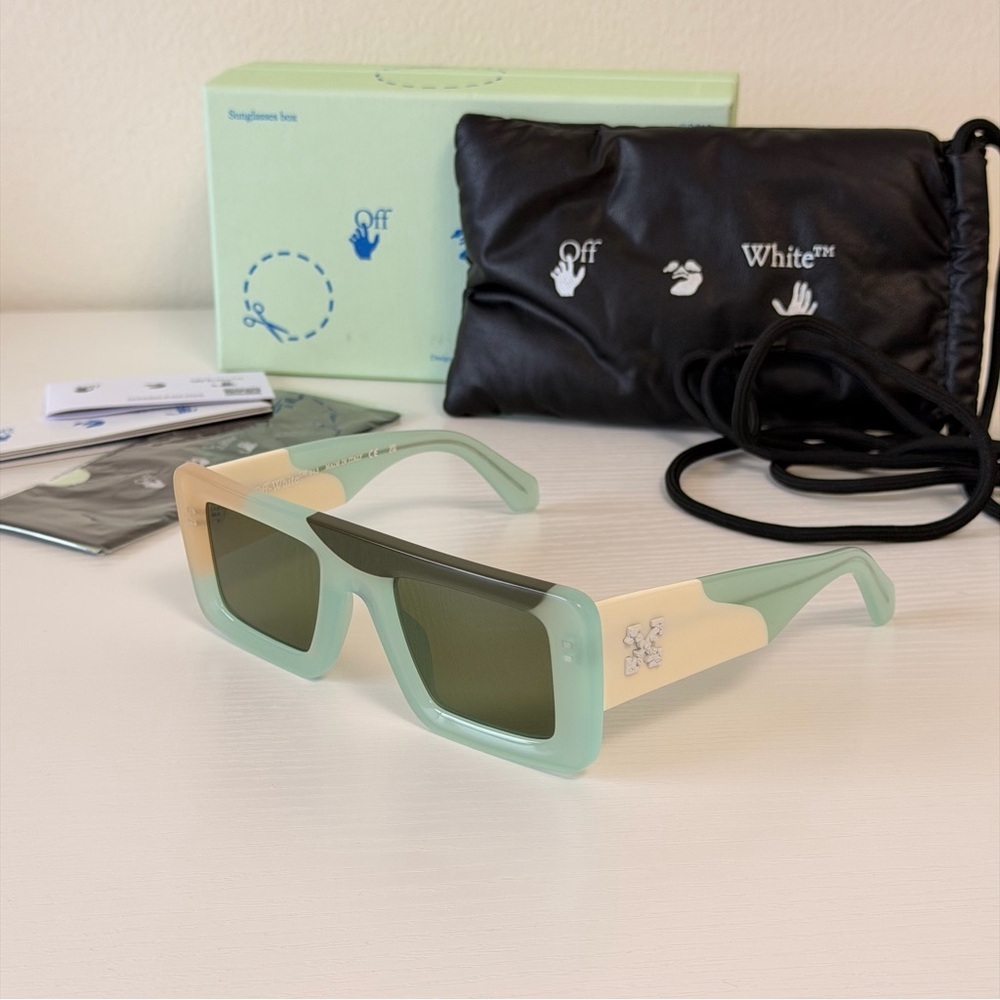 New! Off-White Mint and Beige Sunglasses, OERI069 5955, Authentic - Picture 4 of 9